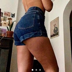 american apparel high-rise denim shorts